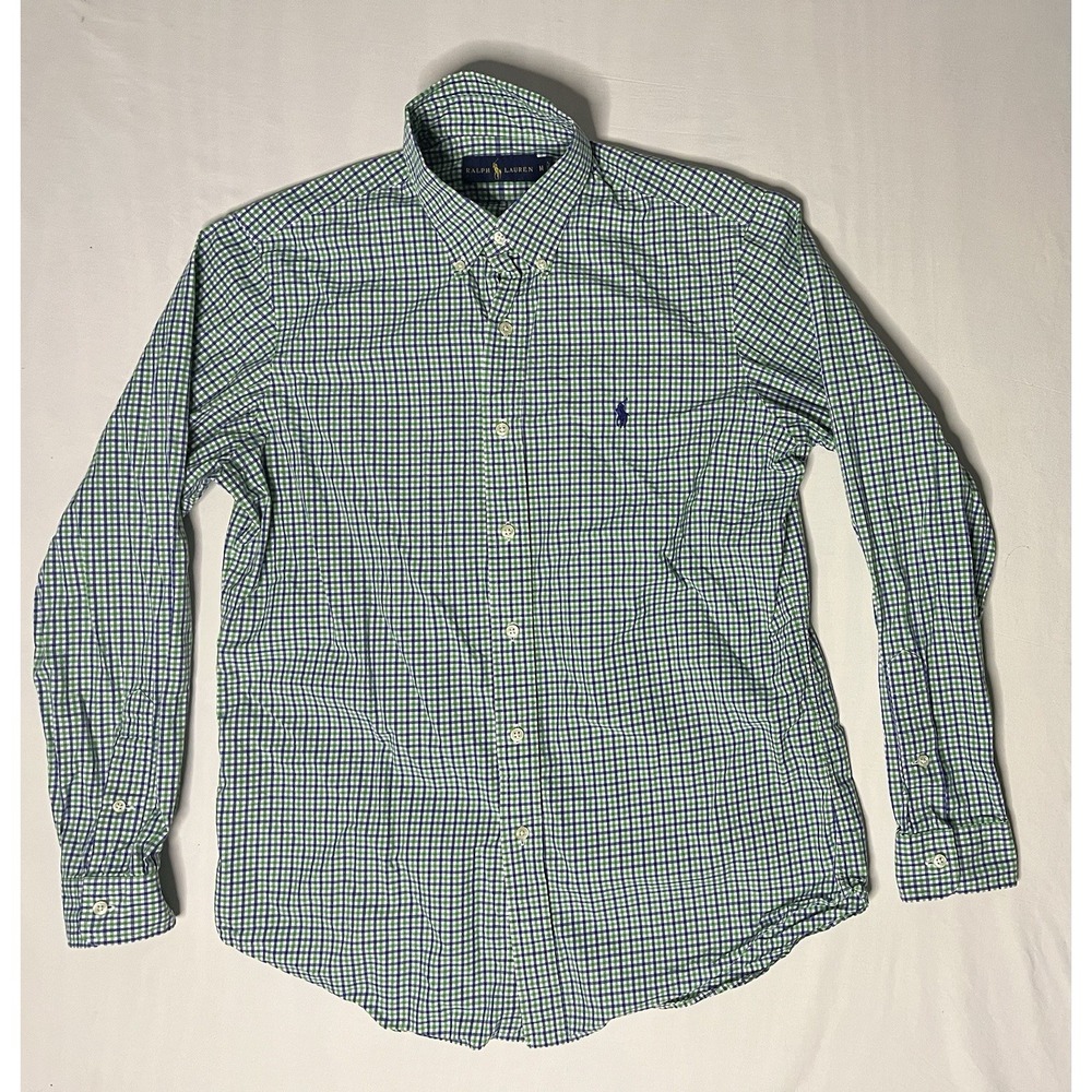 Polo Ralph Lauren Oxford Dress Shirt Men's Medium Checks Long Sleeve Button Up